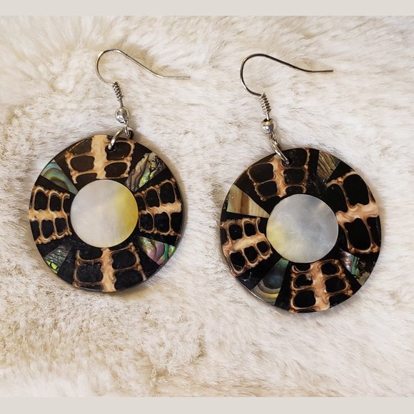 Jewelry - Multi-Colored Honeycomb Disc Earrings